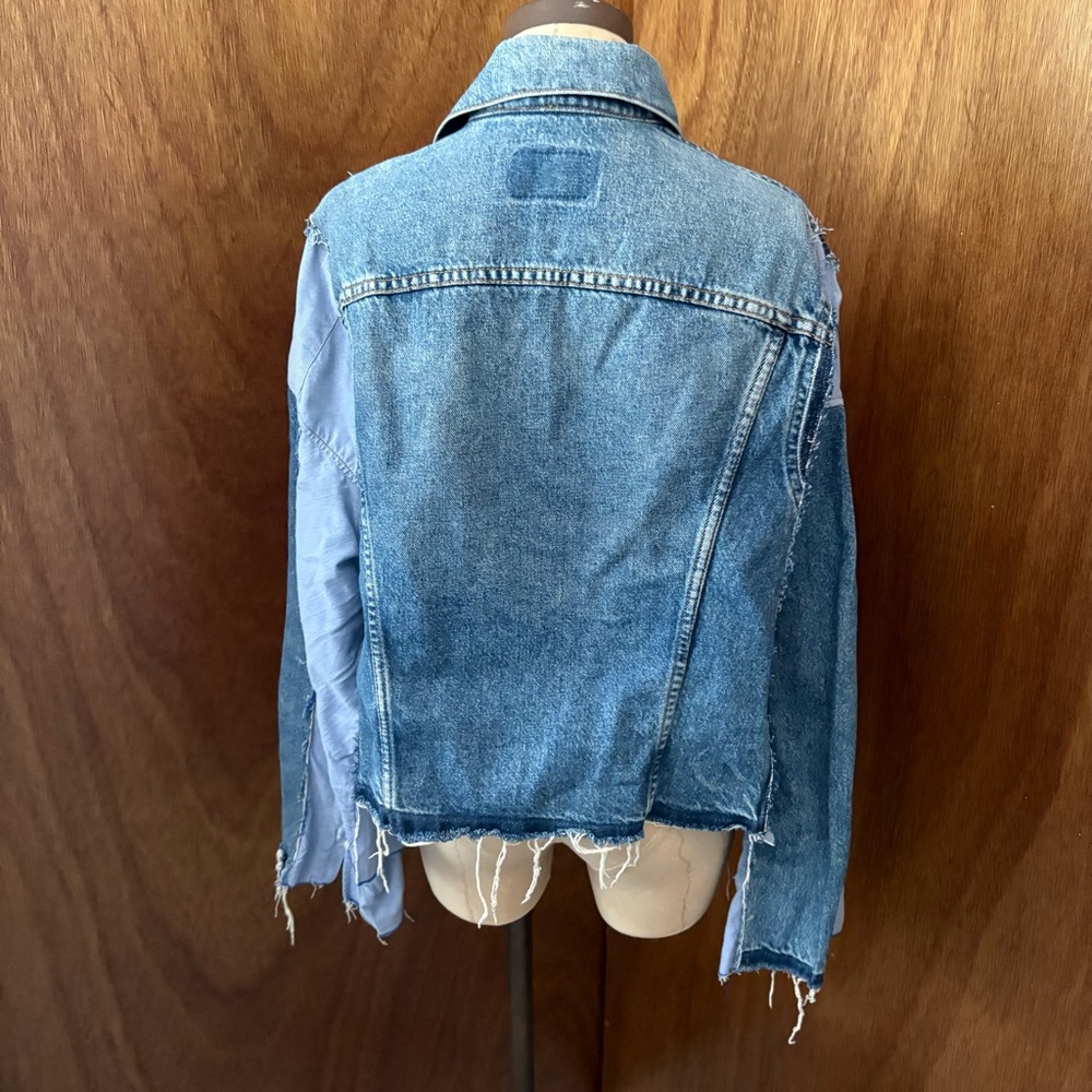 SOLD Levis sz L Remake DIY Denim Blue Button Down Shirt Long Sleeve Reconstructe - Picture 5 of 16